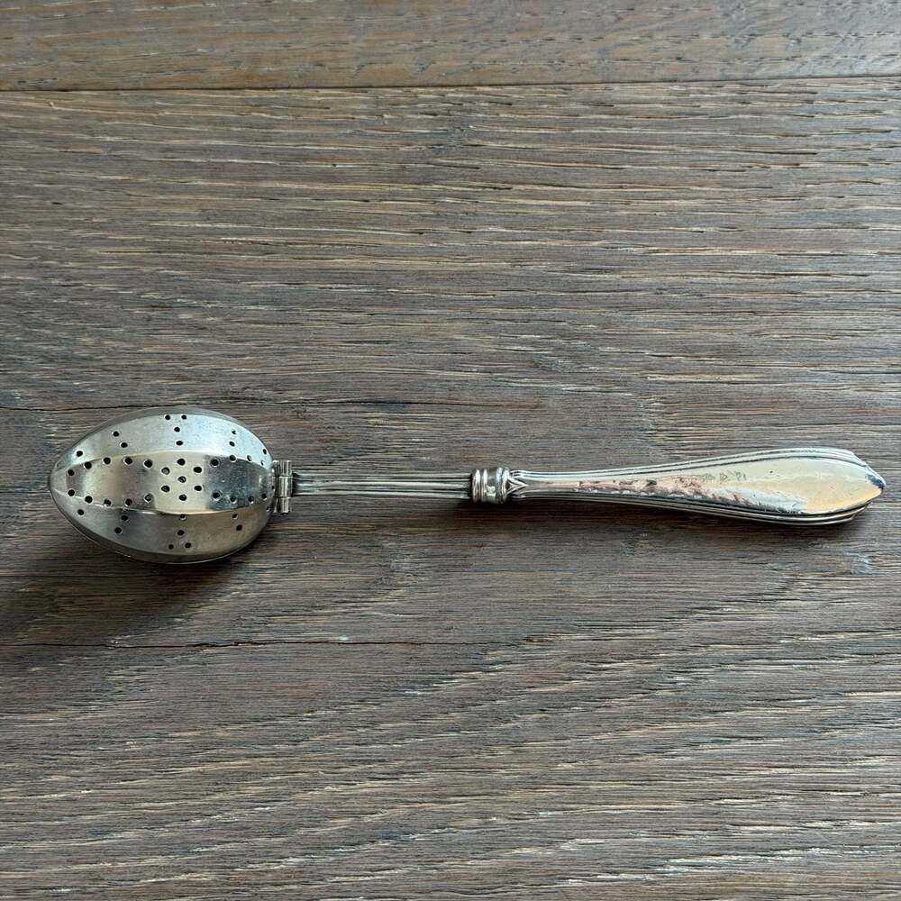 Antique Webster Sterling Tea Infuser Strainer Spoon c1900 ~ Hinge & Clasp Work!